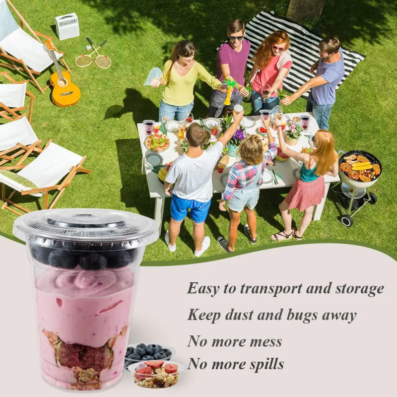 Disposable Clear Takeaway Plastic PLA Juice Soda Bubble Mike Tea Drink Cups