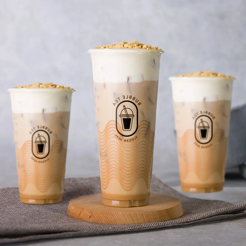 Milk Tea Shop Hot Selling Custom Logo 500ml 700ml PLA Clear Plastic Cups With Lids