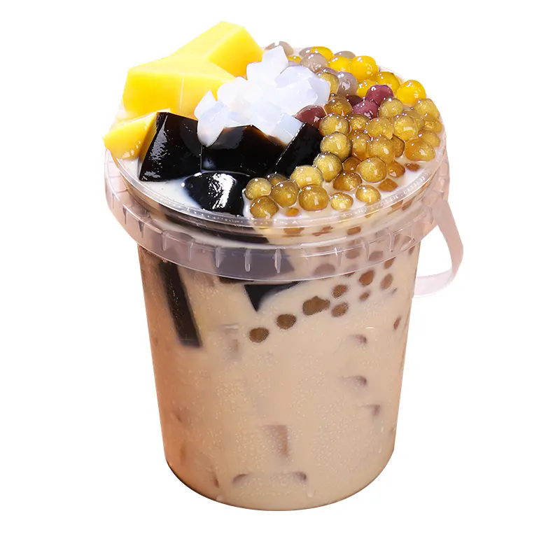 32 OZ Custom Logo Plastic Drink Barrel Wholesale Takeaway Fruits Container Bucket Cups
