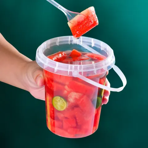 Wholesale disposable Barrel Bucket with cover PP transparent plastic fruit bucket cups