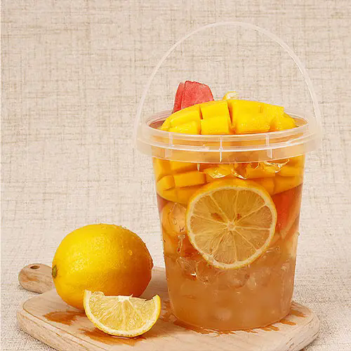 Custom Logo Plastic Drink Barrel Cups Disposable Fruits Container Bucket Cups