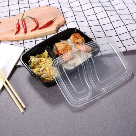Boîte à repas écologique en plastique PP transparent à emporter au micro-ondes