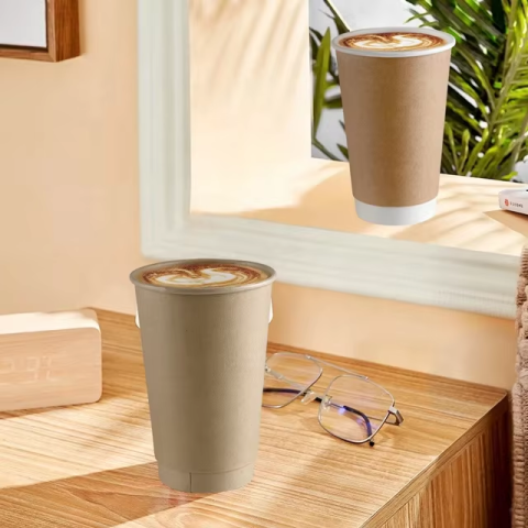 Bicchiere di carta compostabile a parete singola rivestito in PLA, 16 once (360 ml) in carta kraft