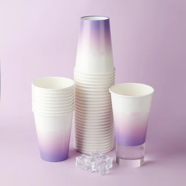 Bicchieri per bevande fredde a lunga durata, carta alimentare a parete singola, biodegradabile, isolati per un mantenimento ottimale della temperatura