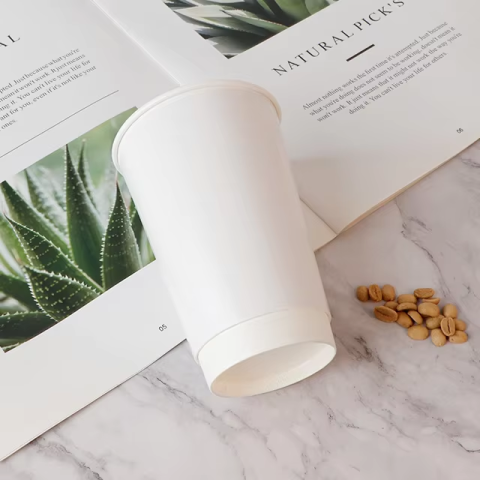 Bicchiere di carta a doppia parete da 16 once con logo personalizzato, design personalizzato per caffè caldo, rivestimento in PE, volumi da 500 ml e 300 ml