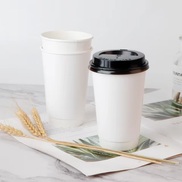 カスタムロゴ 16オンス 二重壁紙コップ パーソナライズデザイン ホットコーヒー用 PEコーティング 500ml & 300ml 容量