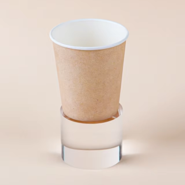 أكواب ورقية مزدوجة الجدار للاستخدام مرة واحدة، صديقة للبيئة وقابلة للتحلل بنسبة 100% ومطلية بمادة بلاستيكية، لتناول القهوة والشاي الساخن مع غطاء