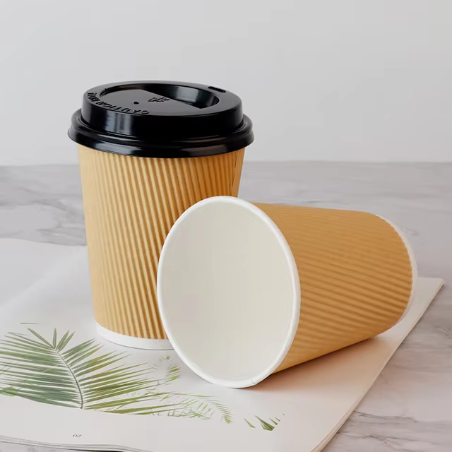 4オンス 8オンス 12オンス 16オンス カスタマイズデザイン ドリンクカップ 使い捨てプリント紙カップ リップル壁紙 蓋付きコーヒーカップ