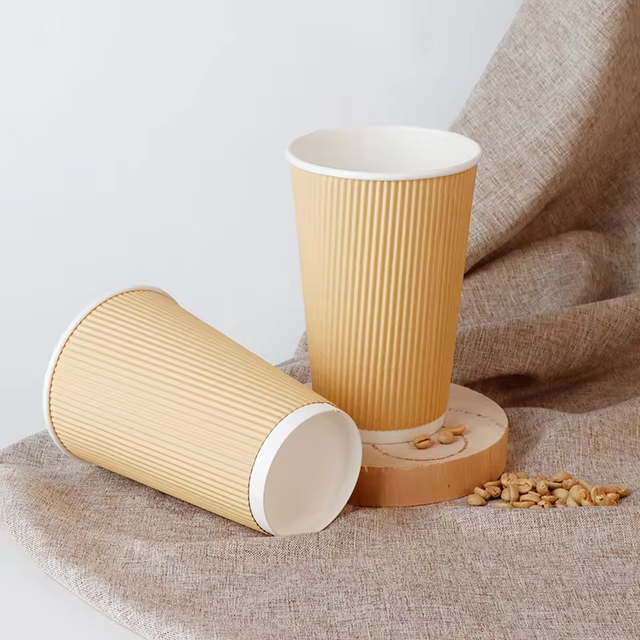 カスタムロゴリップル壁紙カップ 8オンス 12オンス 16オンス リップル 3層使い捨て紙コーヒーカップ