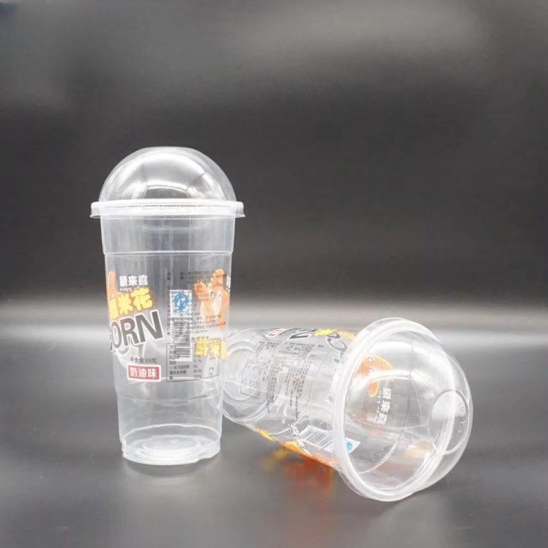 Gobelet avec couvercle pour boissons, en plastique PP/PET, impression de logo personnalisé, logo personnalisé, PET transparent, boisson étanche, certifié ISO 9001