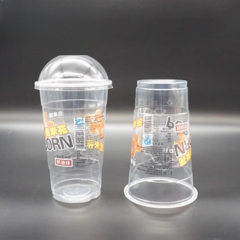 Gobelet avec couvercle pour boissons, en plastique PP/PET, impression de logo personnalisé, logo personnalisé, PET transparent, boisson étanche, certifié ISO 9001
