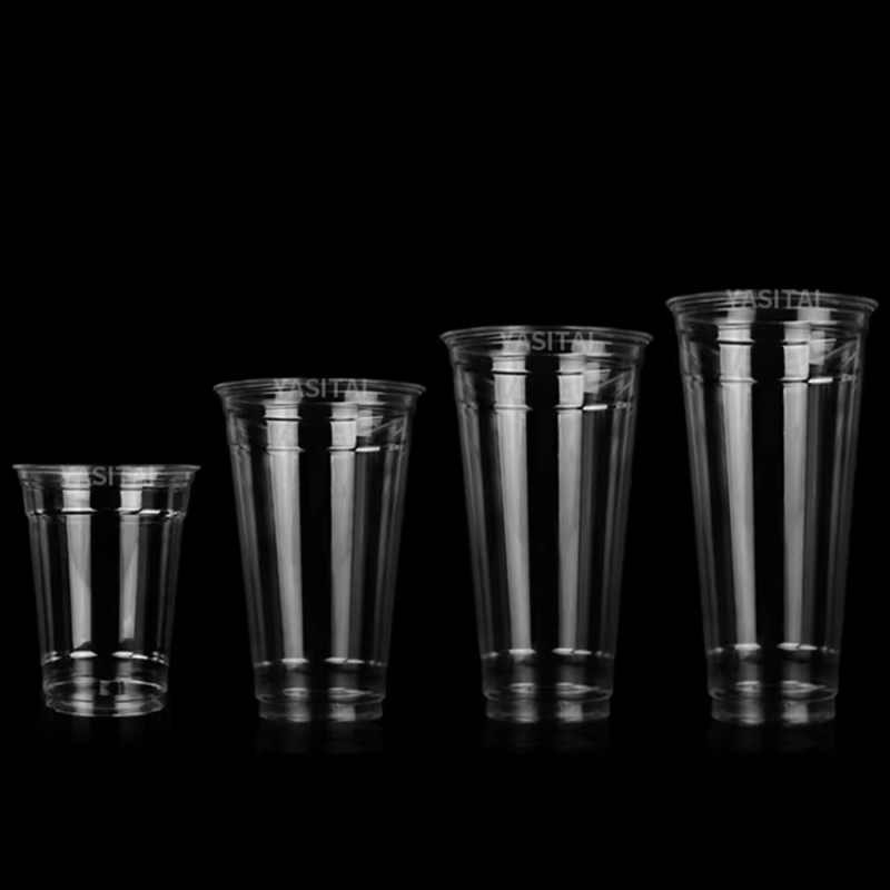 Gobelet jetable en plastique PET avec logo personnalisé, 12 oz, 16 oz, 22 oz, pour thé, café, jus, gobelet en PP transparent avec couvercle