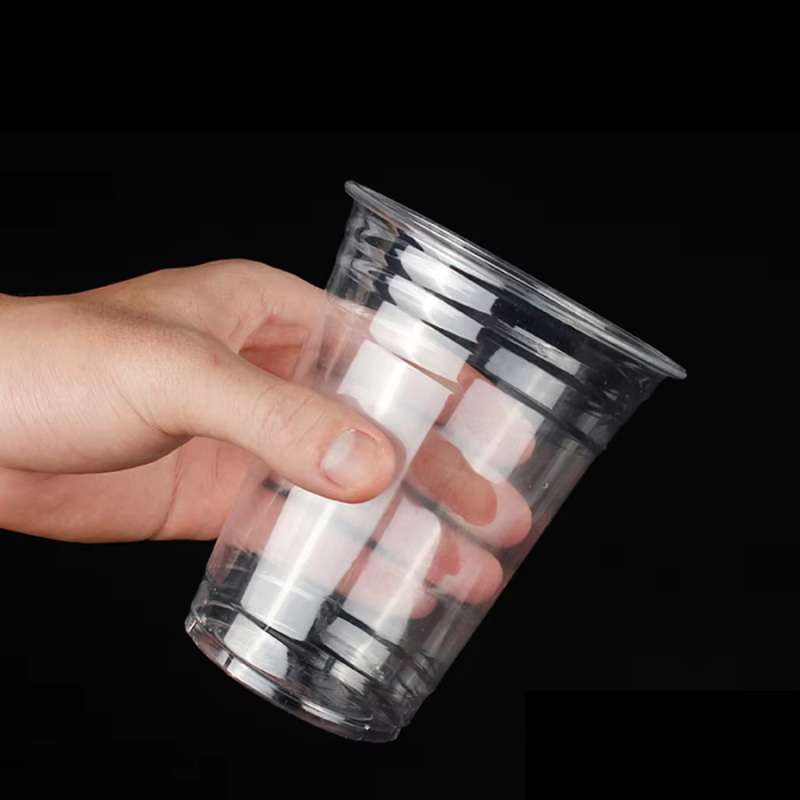 Gobelet jetable en plastique PET avec logo personnalisé, 12 oz, 16 oz, 22 oz, pour thé, café, jus, gobelet en PP transparent avec couvercle