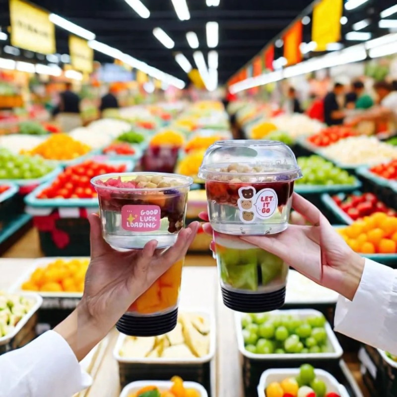 Bol d'açaï en plastique PET avec couvercle (8 oz, 12 oz, 16 oz, 24 oz, 32 oz)