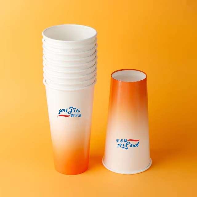 Eco-Friendly Single Shape Drinkware Double PE Layered Disposable 16oz Custom Printed Cold Soda Drink Paper Cup