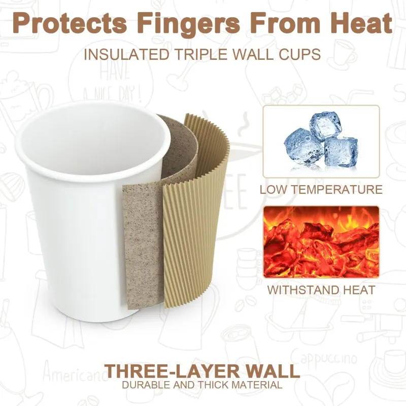 Gobelets en carton ondulé pour boissons chaudes, respectueux de l'environnement, de haute qualité