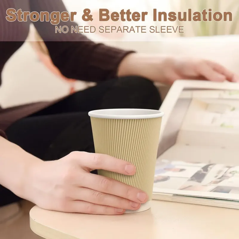 Gobelets en carton ondulé pour boissons chaudes, respectueux de l'environnement, de haute qualité