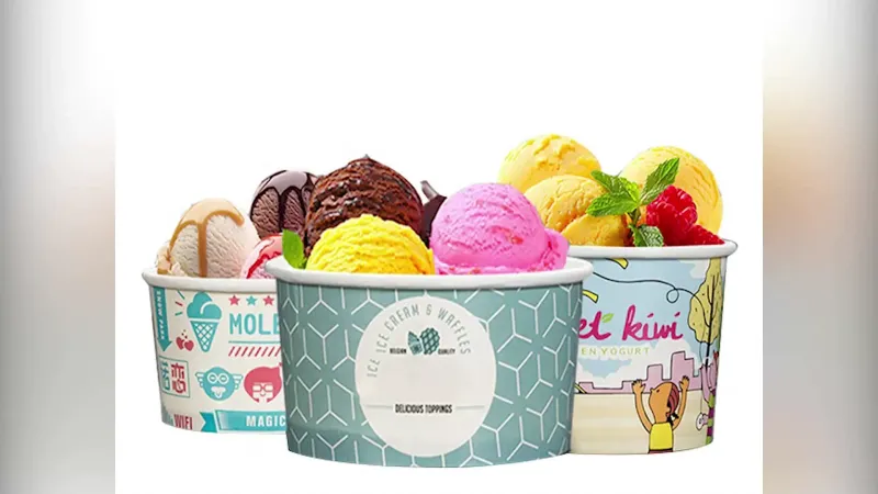 Custom Logo Printed Disposable ice cream Paper Cups with Lid for Ice Cream