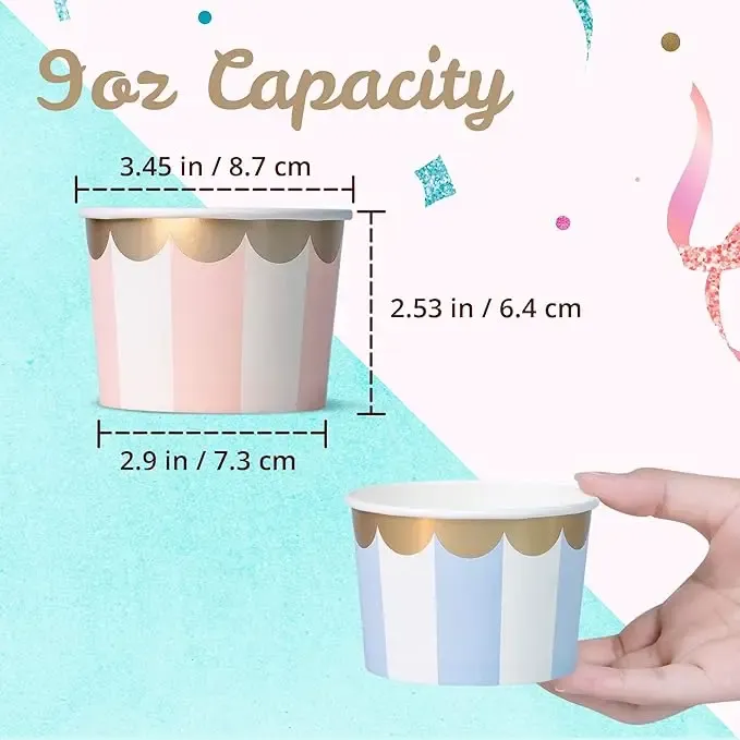 5oz 8oz 10oz 12oz 16oz 20oz Custom Logo Printed Kraft Paper Ice Cream Cup