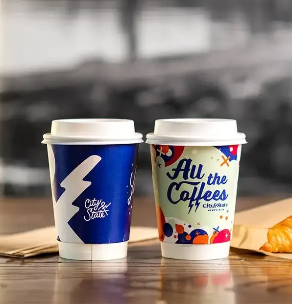 XYJ 12 oz Embossed Wall Disposable Coffee Paper Cup with Lid for Hot Drink