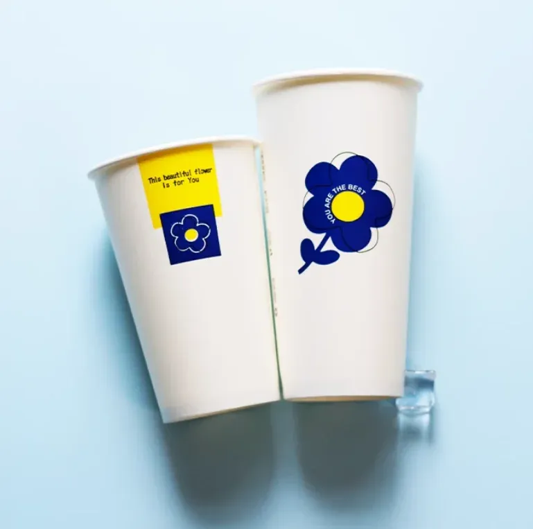 แก้วกระดาษใช้แล้วทิ้งผนังนูนสำหรับกาแฟ