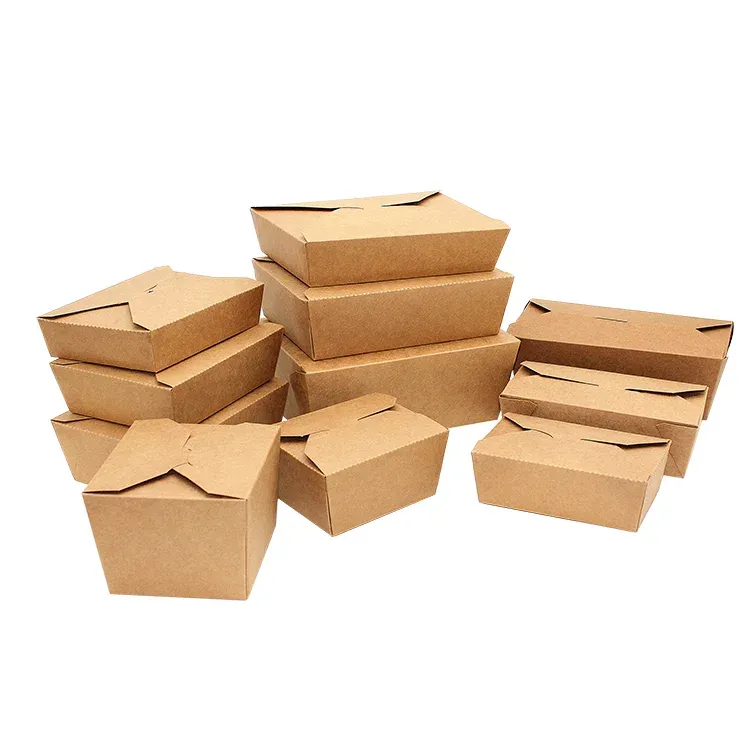 Eco friendly custom take out different size paper craft food to go boxes