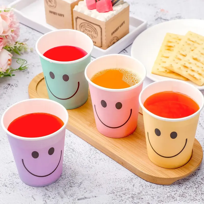 Custom printed logo 6 to 16oz PE coated embossed cup hot drink with lids