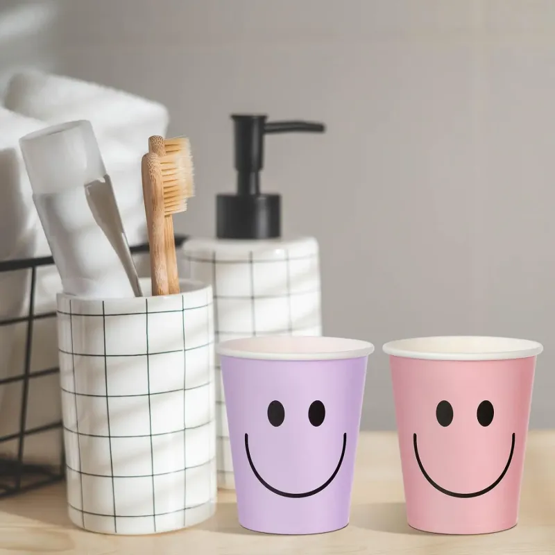 Custom printed logo 6 to 16oz PE coated embossed cup hot drink with lids