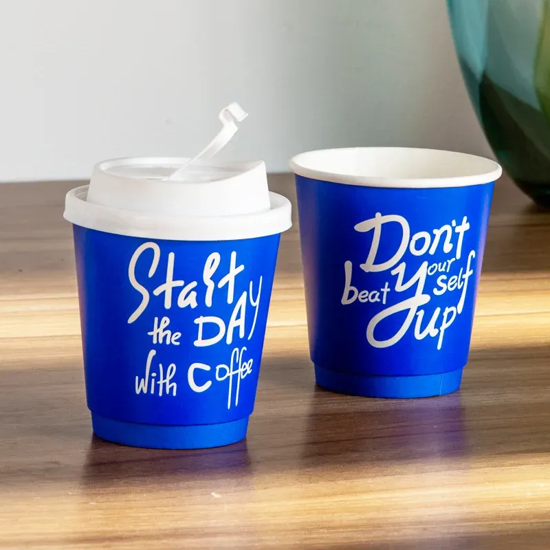 Takeaway cardboard 6 to 16 oz cup for hot drinks single Wall Disposable paper coffee cups with lid