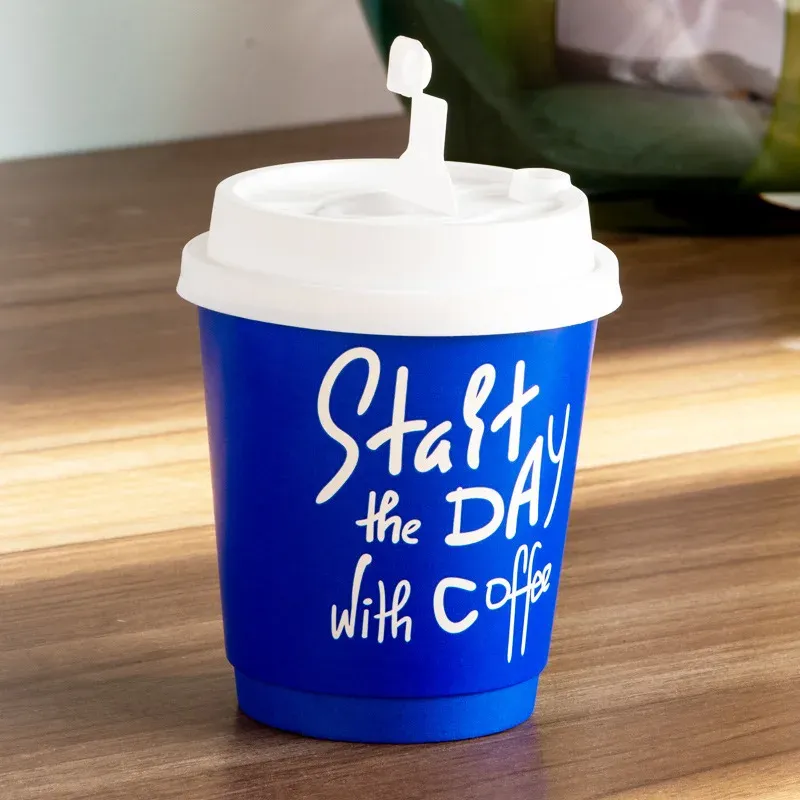 Takeaway cardboard 6 to 16 oz cup for hot drinks single Wall Disposable paper coffee cups with lid