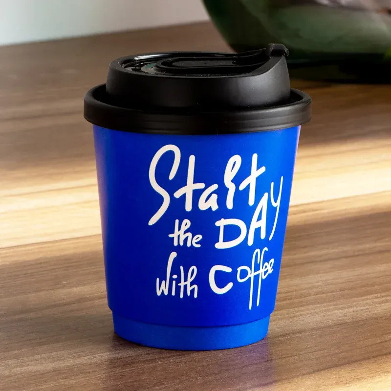 Takeaway cardboard 6 to 16 oz cup for hot drinks single Wall Disposable paper coffee cups with lid