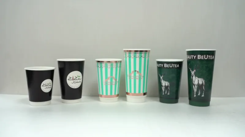 XYJ Wholesale Customized Disposable Double Wall Paper Cups with Lid for Hot Coffee