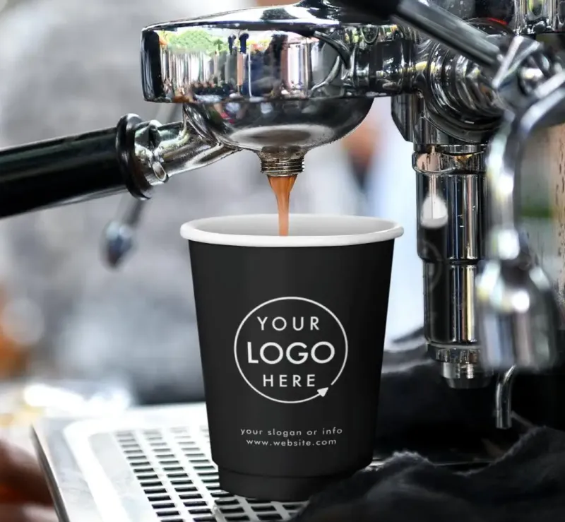 XYJ Wholesale Customized Disposable Double Wall Paper Cups with Lid for Hot Coffee