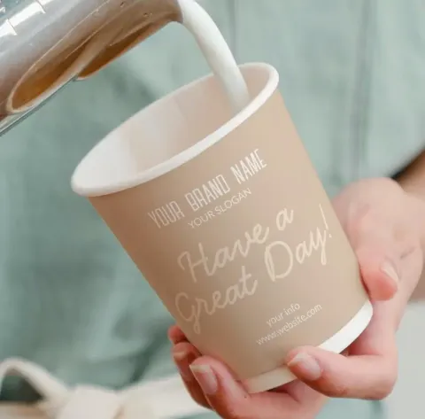 XYJ Wholesale Customized Disposable Double Wall Paper Cups with Lid for Hot Coffee