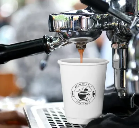 แก้วกระดาษกาแฟร้อนผนังชั้นเดียวแบบทันสมัยของ เอ็กซ์เจเจ ทำจากกระดาษหัตถกรรมแบบกำหนดเองสำหรับดื่ม