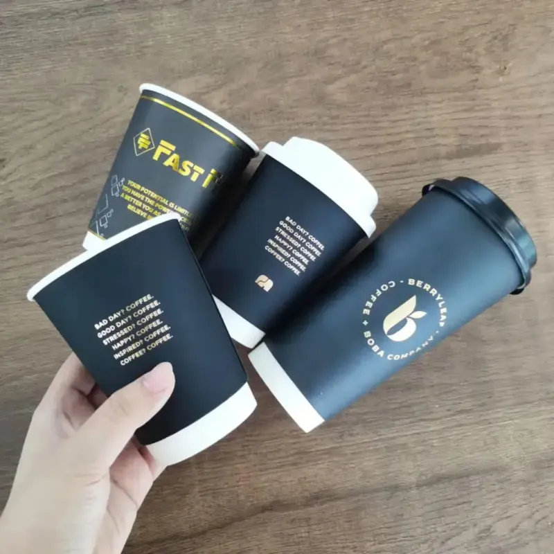 XYJ Logo Printed 8oz 12oz 16oz Double Wall Paper Cups for Hot Drinks