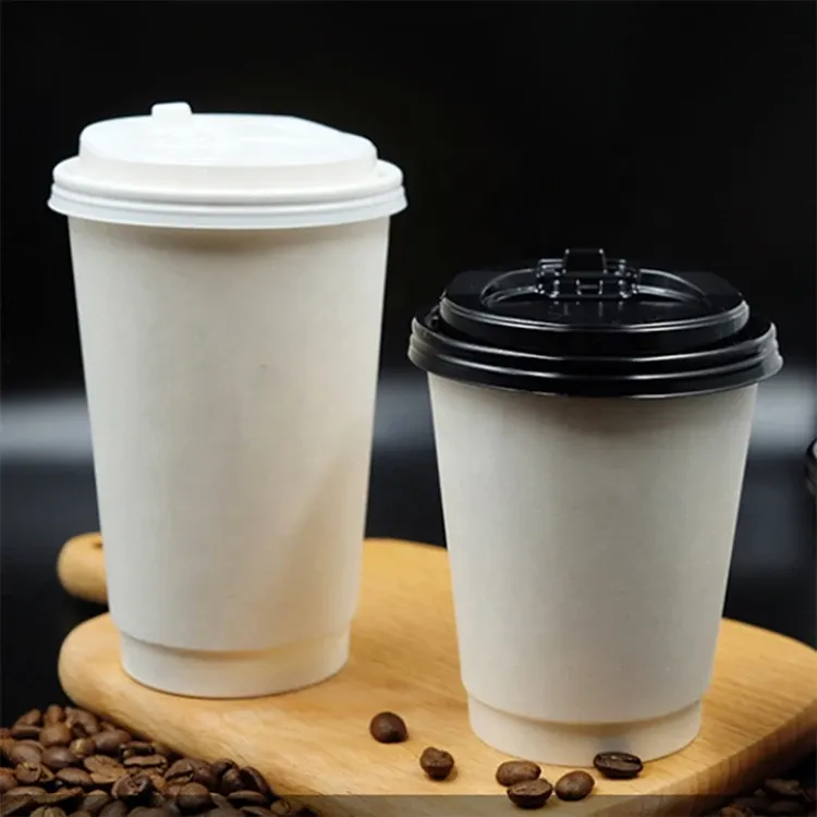 Custom Printed Disposable Double Wall Paper Cups Hot Milk Tea Coffee Cups