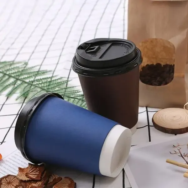 Custom Printed Disposable Double Wall Paper Cups Hot Milk Tea Coffee Cups