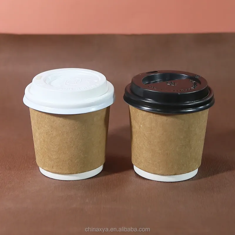 Disposable Biodegradable Kraft Coffee Embossed Cups Hot Insulated Paper Cup With Lid