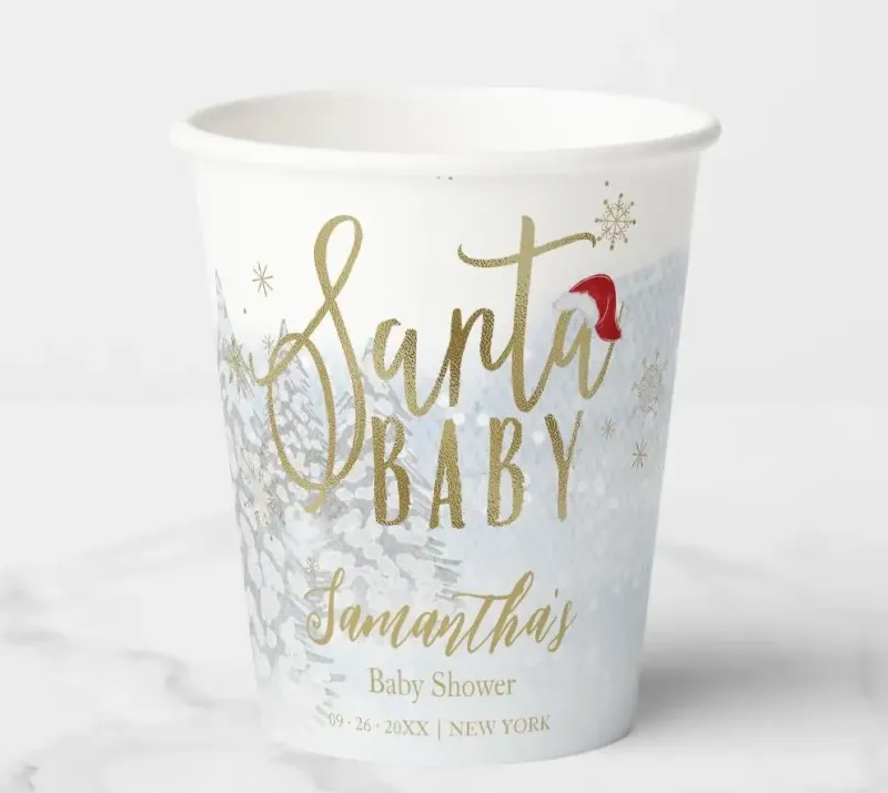 Hot Selling Disposable 8 oz 12 oz Embossed Wall Christmas Craft Paper Cups for Hot Beverages