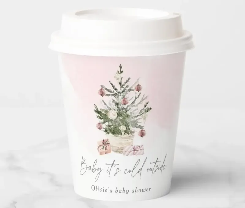 Hot Selling Disposable 8 oz 12 oz Embossed Wall Christmas Craft Paper Cups for Hot Beverages