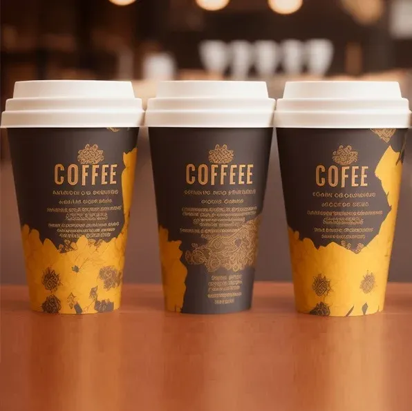 Tazza da caffè nera con stampa personalizzata, tazza da caffè da asporto a doppia parete con coperchio