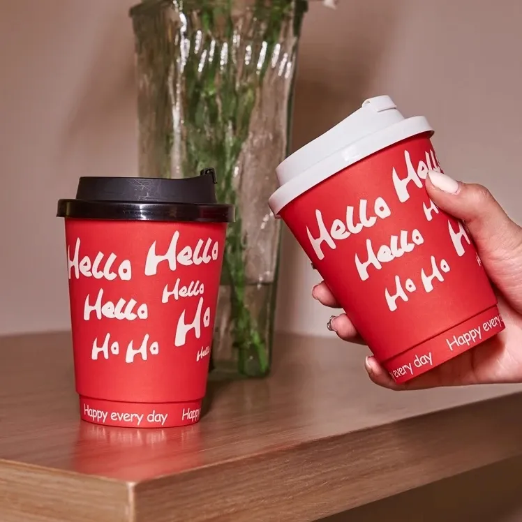 Factory Direct Hot stamping process Double Wall Disposable Coffee Cups