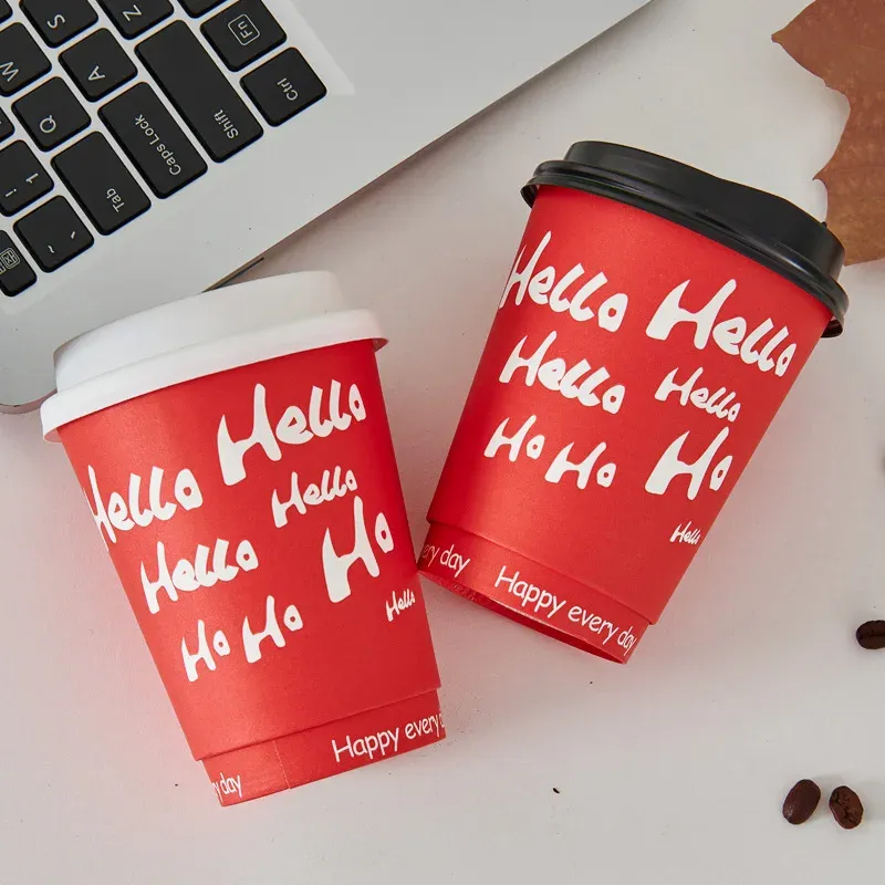 Factory Direct Hot stamping process Double Wall Disposable Coffee Cups