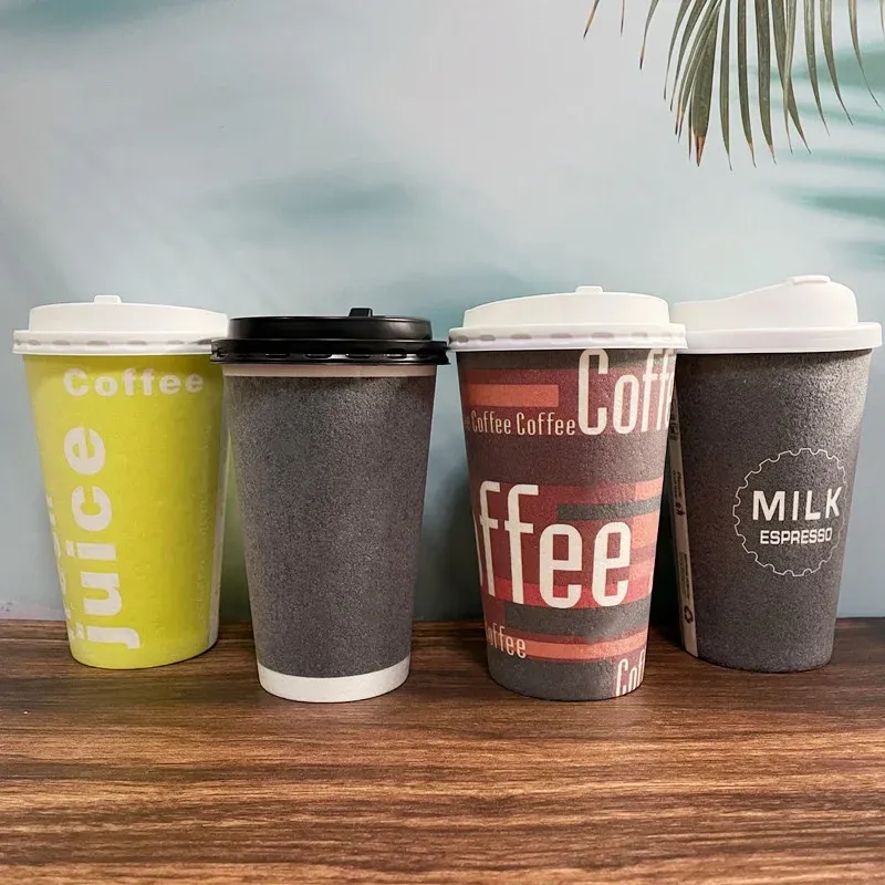 Wholesale Disposable Embossed paper juice cup thick hot Coffee Paper Cups in high quality