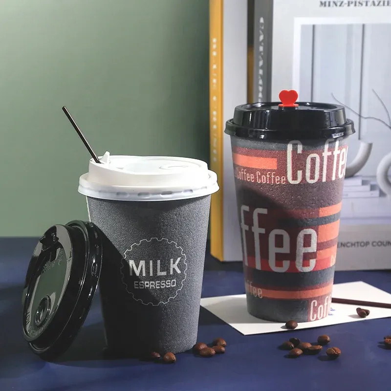 Wholesale Disposable Embossed paper juice cup thick hot Coffee Paper Cups in high quality