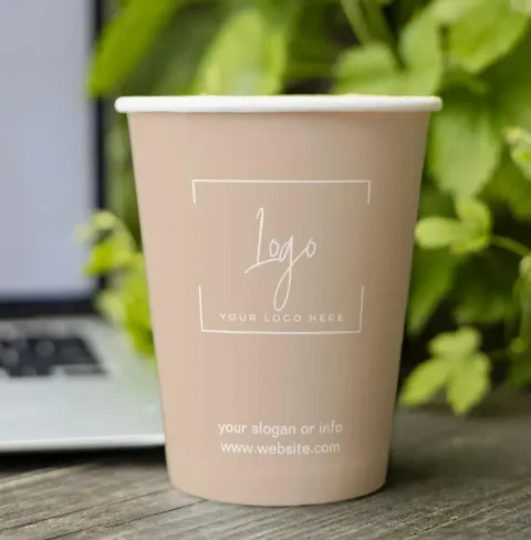 XYJ แก้วกระดาษผนังชั้นเดียว แก้วกาแฟ ขนาดต่างๆ พร้อมโลโก้ Takeaway ให้เลือก