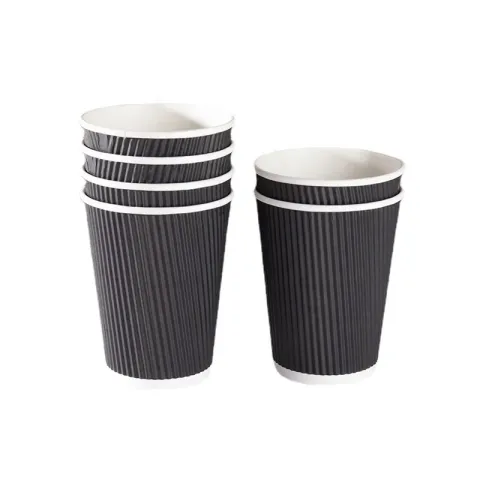 Custom printed logo disposable recycle 8 to 12oz ripple wall hot stamping coffee paper cups