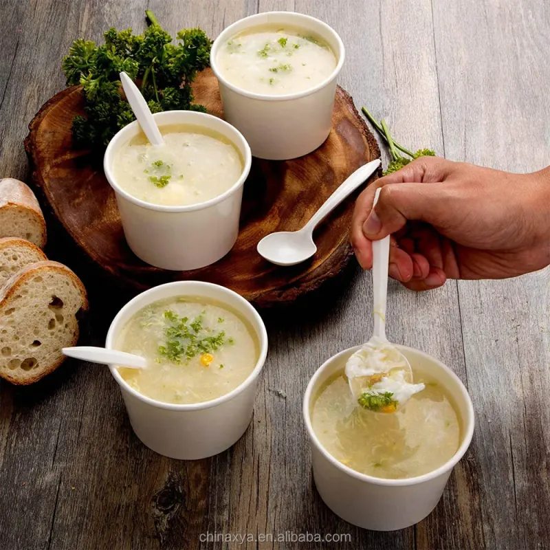 Bol conique en papier pour soupe avec couvercle en PP