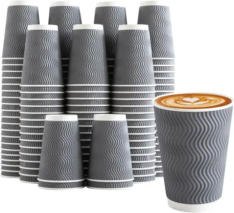 Recyclable Ripple wall Corrugated paper Custom Logo Disposable Coffee paper cups